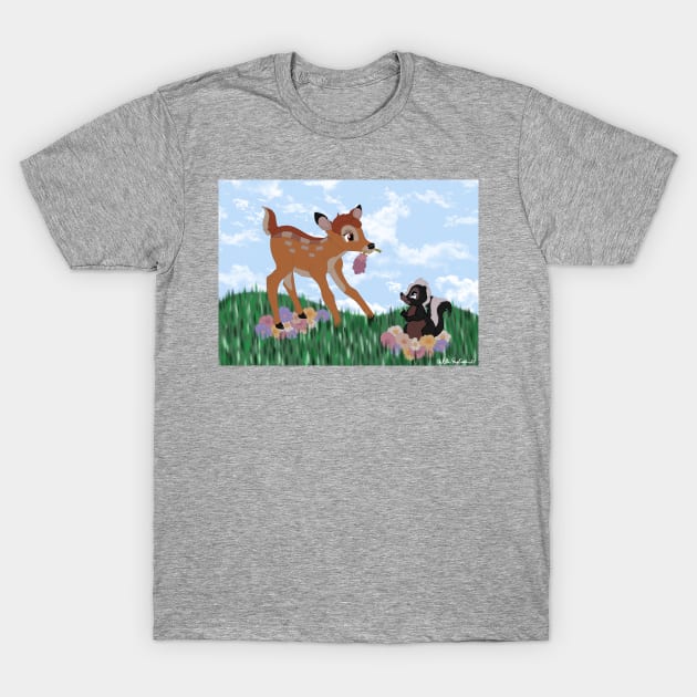 Bambi and Flower in the Flowers FULL COLOR T-Shirt by cenglishdesigns